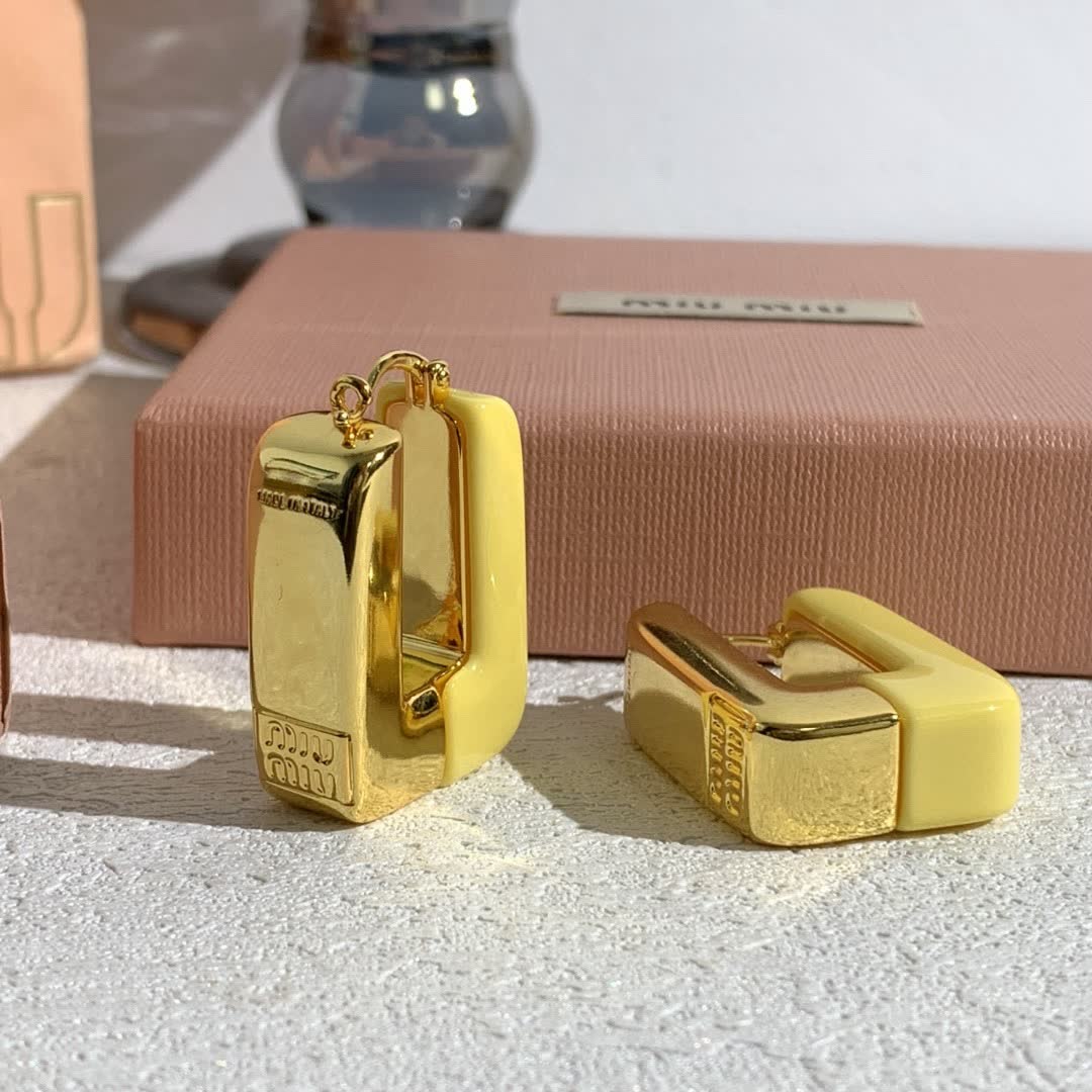 Miu Miu Yellow Rectangle Earrings